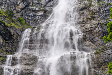 Mountain waterfall near Murren, Switzerland