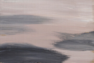 Abstract acrylic painting in beige, gray and black with rough brushstrokes. Landscape Contemporary Art