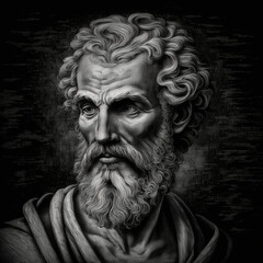 Ancient Greek philosopher Theophrastus. Created with Generative AI technology.
