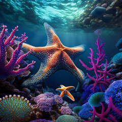 sea star in the ocean created with Generative AI technology