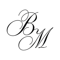 BM Calligraphy Monogram initial letters logo