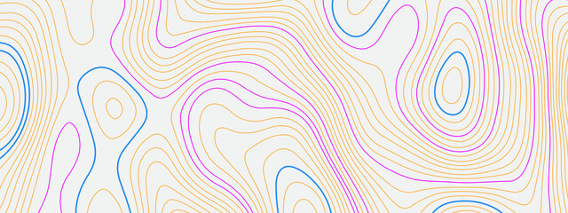 Abstract colorful topographic geometric contour map lines background. Topographic map and landscape terrain texture grid.  - obrazy, fototapety, plakaty