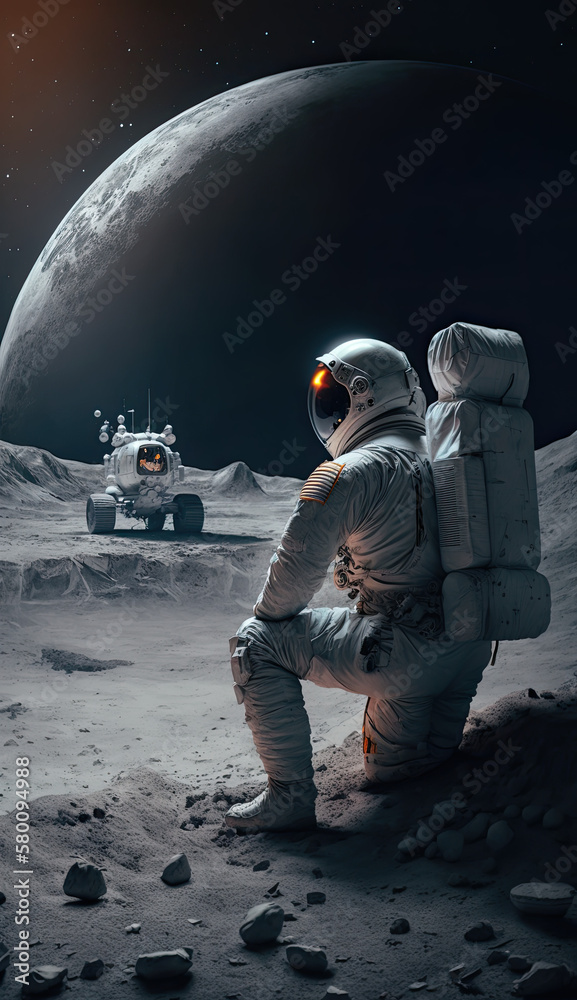 Sticker out of this world, an esa astronaut's stay on the moon created using generative ai