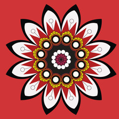 Vector hand drawn doodle mandala. Ethnic mandala with colorful tribal ornament flower. Isolated. Bright colors.