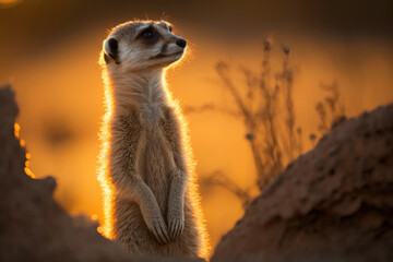 Fototapeta premium meerkat on guard created with Generative AI technology