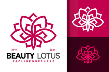 Beauty lotus floral logo vector icon illustration