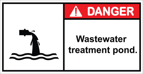Wastewater treatment pond,drain,chemical water,sign  danger