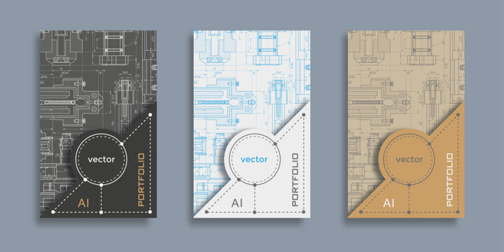Mechanical Engineering drawing .Brochure templates or cover book, page layout, flyer desig.Vector illustration.