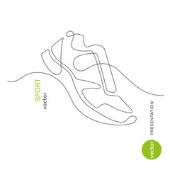 Sports shoes in a line style. Sneakers Vector . Sketch sneakers for your creativity.Shoe advertising .	 - obrazy, fototapety, plakaty