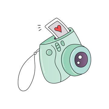 polaroid camera with a love print