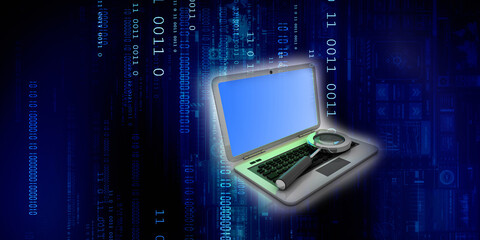 3d rendering Laptop search illustration
  
