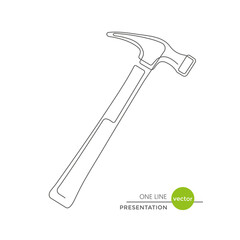 Hammer,icon.Drawing one line.Locksmith tool for work.Vector illustration.