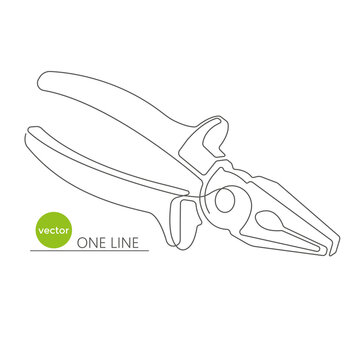 Pliers.Work tool.Continuous line drawing.Vector illustration .	