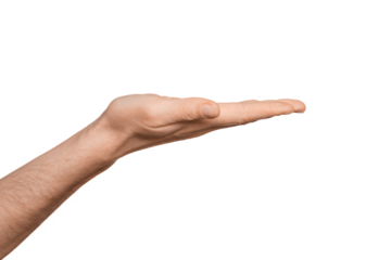 Male hand palm up, isolate.