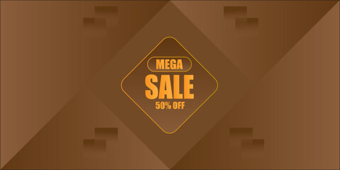 Mega Sale 50% off banner design illustration template