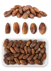 Phoenix dactylifera on a white background. Dried fruits.