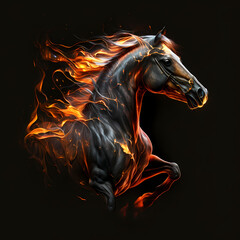 Horse On Fire. Generative AI