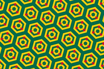 Geometric pattern in the colors of the national flag of Togo. The colors of Togo.