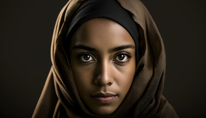 portrait of beautiful woman with burqa in Ramadan