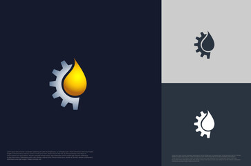 Oil and gear industry machine concept logo Template Design Vector