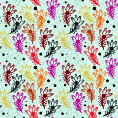 Fototapeta na wymiar Seamless pattern of colourful flowers on textured background 