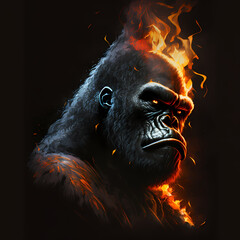 King Kong On Fire. Generative AI