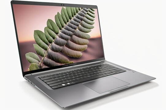 White background with modern laptop. Photo generative AI