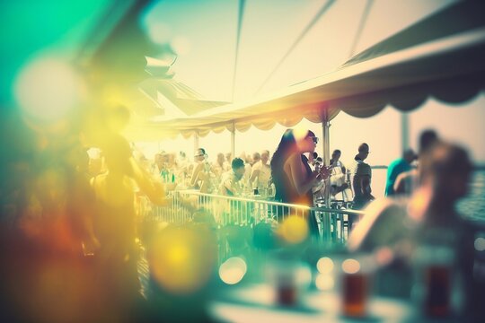 Party on a yacht on a sunny day. Generative AI
