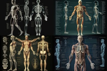 Male and female body in an anatomic, muscular illustration - obrazy, fototapety, plakaty