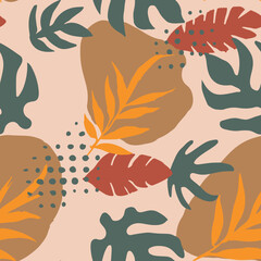 Fototapeta na wymiar Light Seamless Classic Foliage Watercolor Wallpaper. Vibrant Seamless Elegant Fresh Shape, Seamless