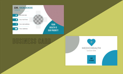 Business card design layout for corporate business.using coror for DR. Also using geometric shape.suitable image  and profile picture can use in this template.