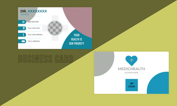 Business card design layout for corporate business.using coror for DR. Also using geometric shape.suitable image  and profile picture can use in this template.