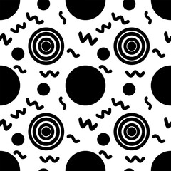 Abstract black and white circle seamless pattern.