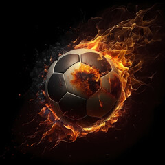 Soccer Ball On Fire. Generative AI