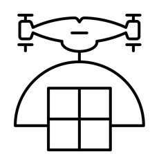 drone with parcel field outline icon on light background