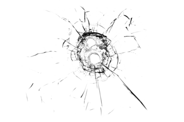 Broken glass from a bullet. Texture of broken glass.