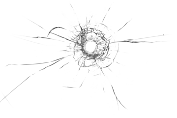 Broken glass from a bullet. Texture of broken glass.