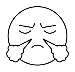 Steam from the nose, emotions icon. Simple line, outline expression of mood icons for ui and ux, website or mobile application on white background
