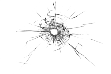 Broken glass from a bullet. Texture of broken glass.