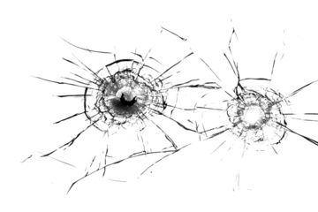 Broken glass from a bullet. Texture of broken glass.