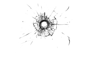 Broken glass from a bullet. Texture of broken glass.