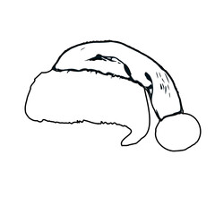 Black and white sketch of a hat with transparent background