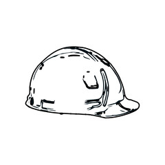 Black and white sketch of a hat with transparent background