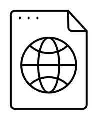 File, document, globe icon. Simple line, outline of icons for ui and ux, website or mobile application on white background