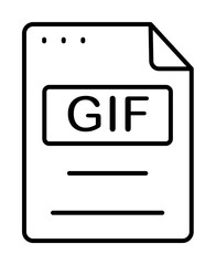 File, document, GIF icon. Simple line, outline of icons for ui and ux, website or mobile application on white background