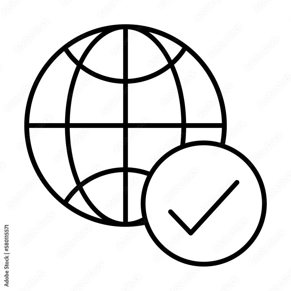 Poster check mark icon. simple line, outline of globe icons for ui and ux, website or mobile application on