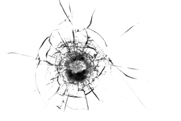 Broken glass from a bullet. Texture of broken glass.