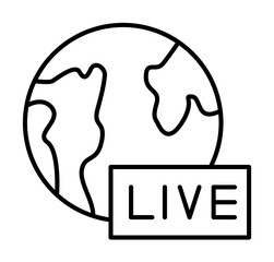 Obraz premium News, live icon. Simple line, outline of globe icons for ui and ux, website or mobile application on white background