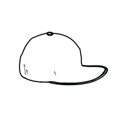 Black and white sketch of a hat with transparent background