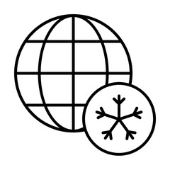 Snowflake icon. Simple line, outline of globe icons for ui and ux, website or mobile application on white background